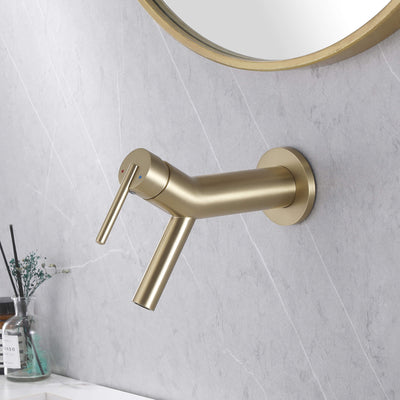 Wall Mounted Bathroom Sink Faucet with Brass Hot and Cold Single Handle