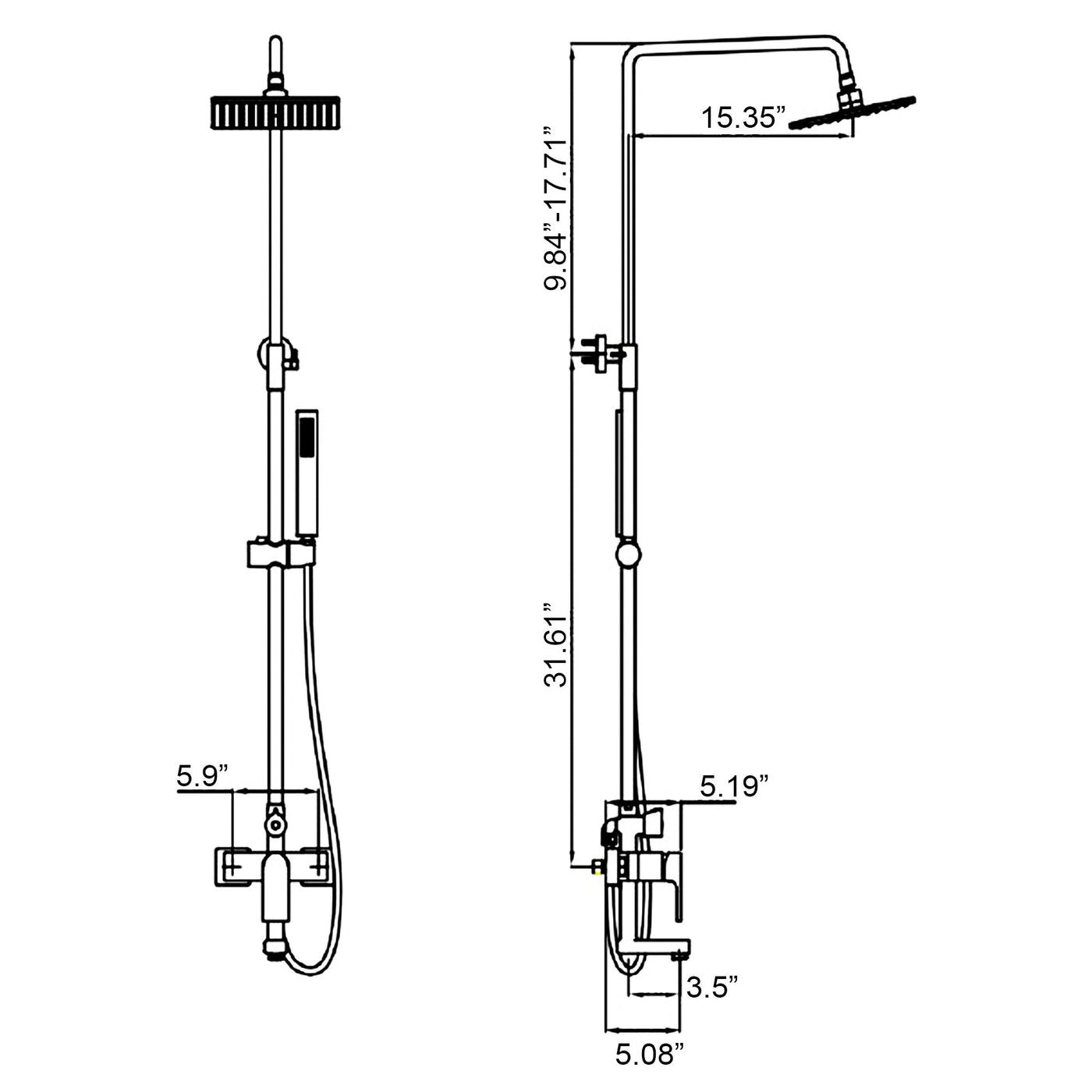 3-Function Shower System with Dual Mode Hand Shower (Jet+Spray) Brushed Gold HG6914BG