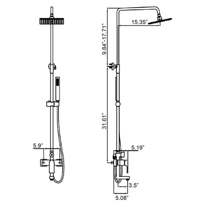 3-Function Shower System with Dual Mode Hand Shower (Jet+Spray) Brushed Gold HG6914BG