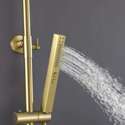 3-Function Shower System with Dual Mode Hand Shower (Jet+Spray) Brushed Gold HG6914BG