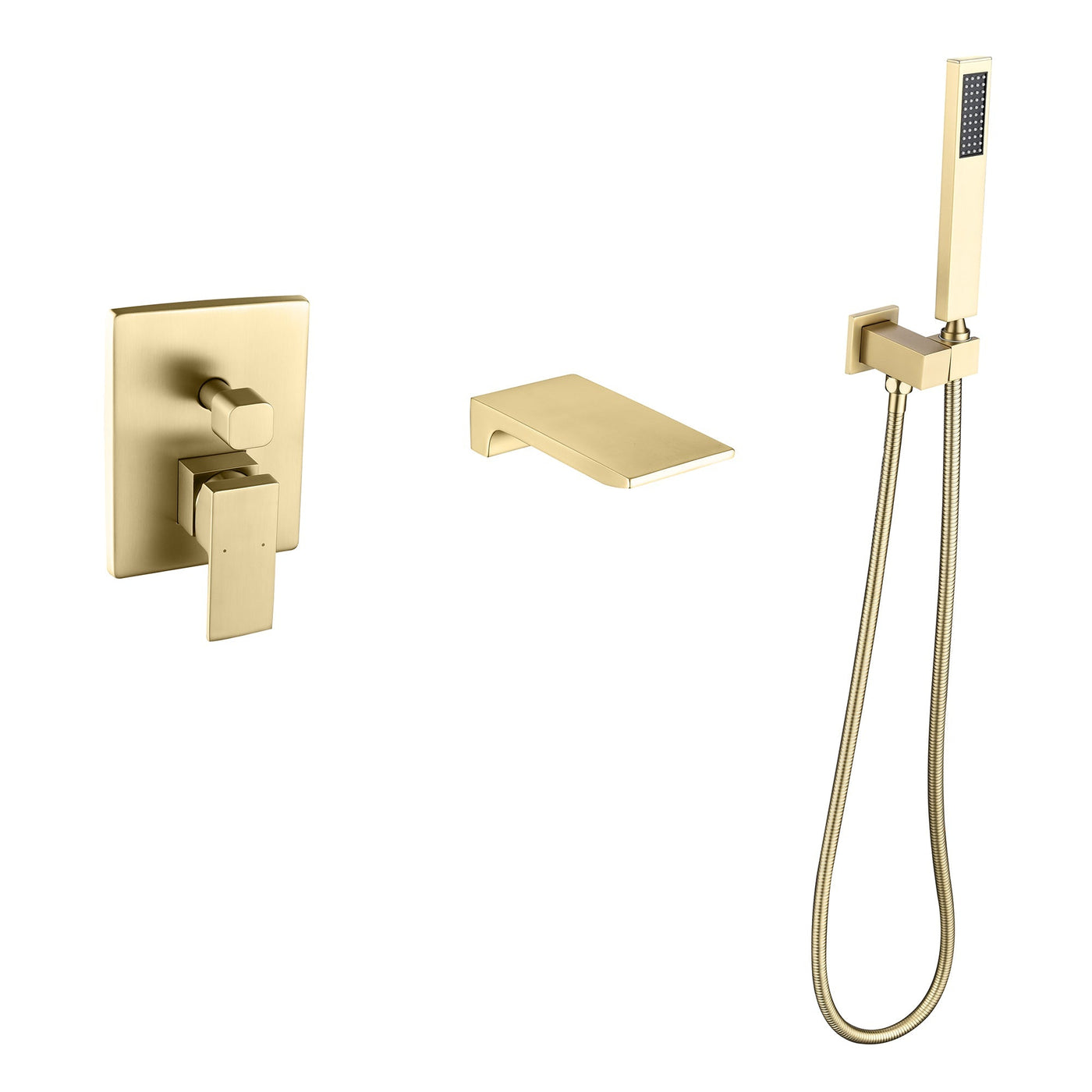 Wall Mounted High Flow Waterfall Bathtub Faucet with Hand Shower JK0041