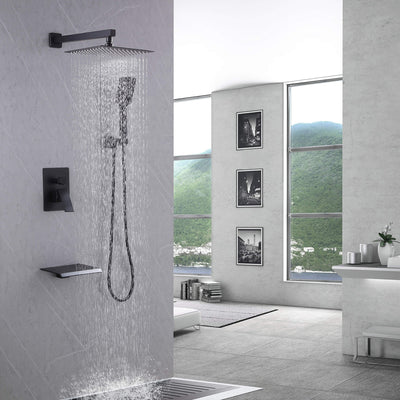 Shower System with Tub Spout 8 Inch Rain Shower Head with Handheld Spray