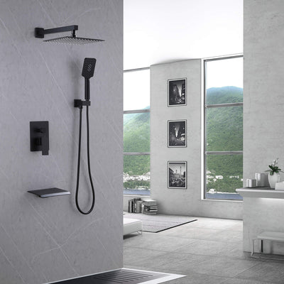 Shower System with Tub Spout 8 Inch Rain Shower Head with Handheld Spray