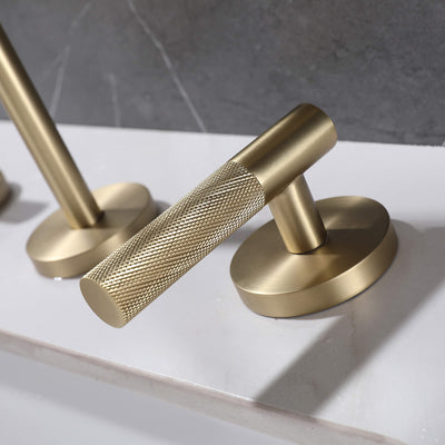 Widespread 2 Handles Bathroom Faucet with Water Supply Hoses Brushed Gold JK0133