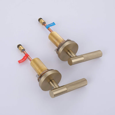 Widespread 2 Handles Bathroom Faucet with Water Supply Hoses Brushed Gold JK0133