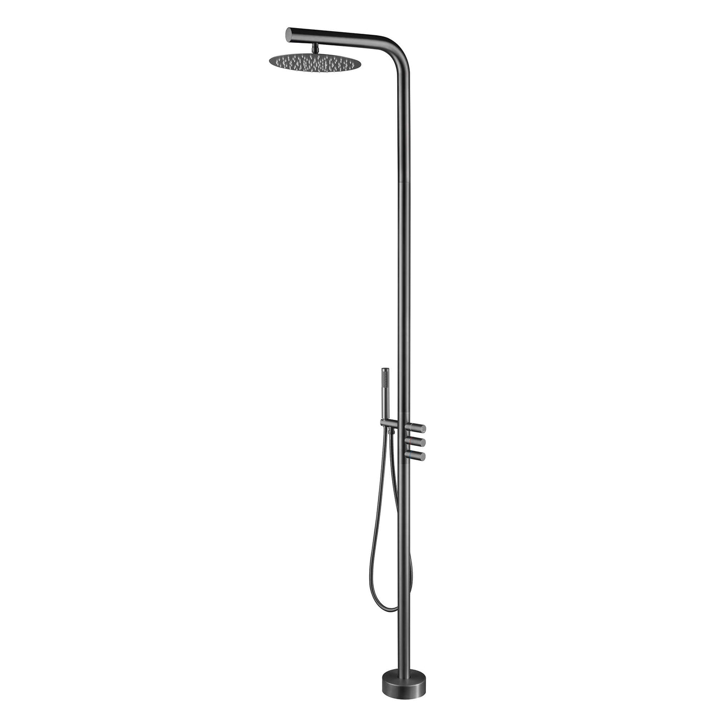 Outdoor Shower with 12" Shower Head and Hand Shower Gun Gray JK0182