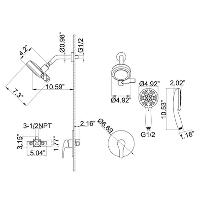 High Pressure Dual 2 in 1 Shower Faucet Set with Handheld Showerhead JK0192