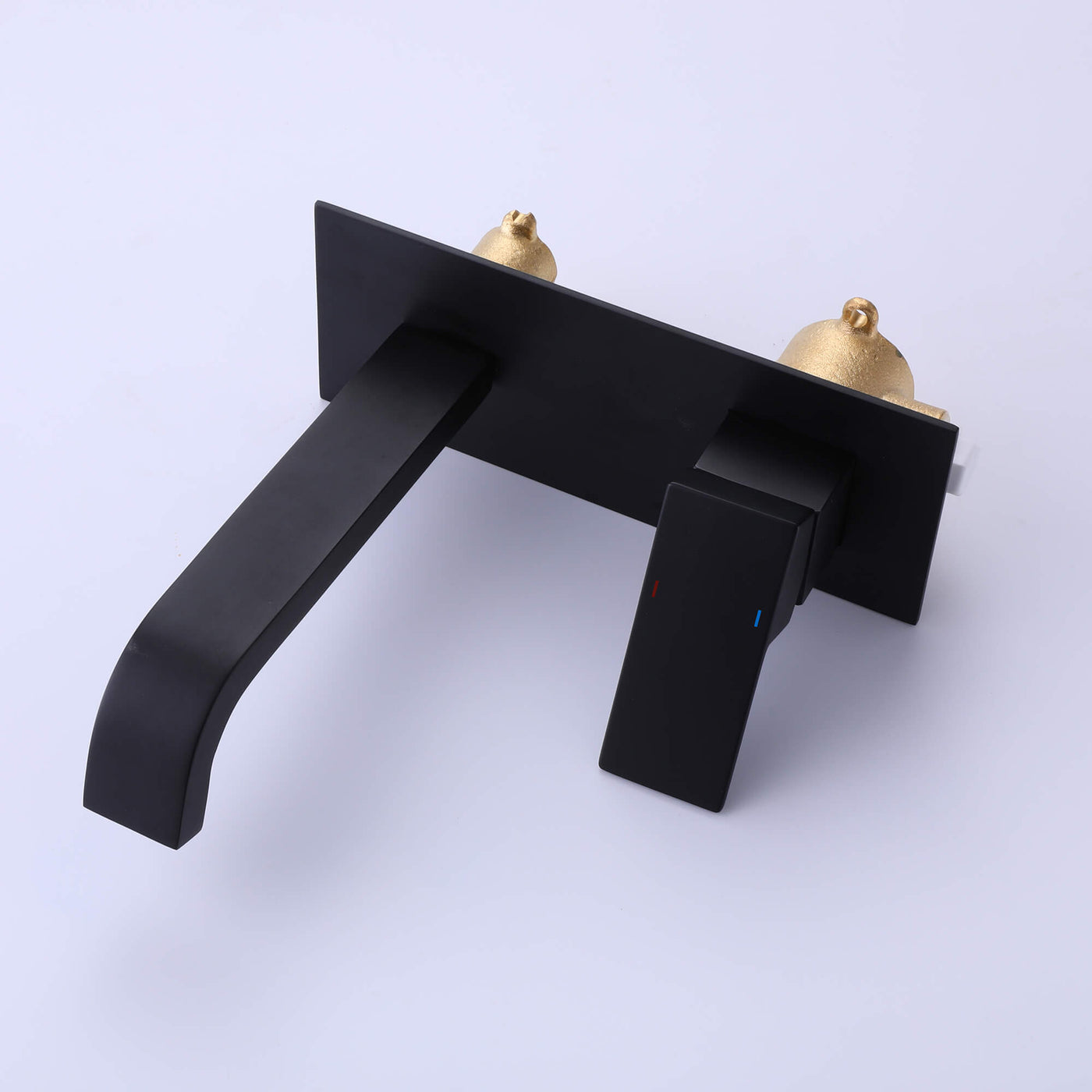 Wall Mount Single Handle Bathroom Faucet Matte Black in Wall Sink Faucet RB0797